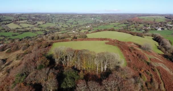 Aerial Left Panning View East Devon Czech Countryside Dumpdon Hill — Stock video