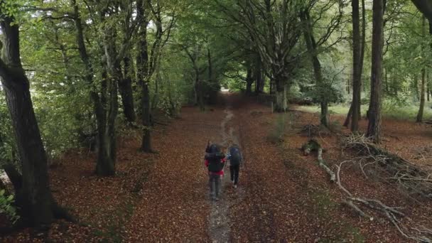 Национальный Тропа Называется South Downs Way Который Проходит Два Человека — стоковое видео