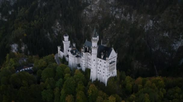 Filmagem Aérea Castelo Neuschwanstein Baviera Alemanha — Vídeo de Stock