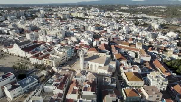 Top View Portimo Anyaszentegyház Vagy Miasszonyunk Conceio Templom Városkép Algarve — Stock videók