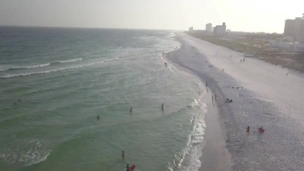 Touristes Bord Mer Pensacola Beach Floride États Unis Aérien — Video