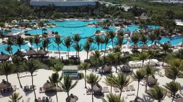 Vidanta Riviera Maya Palm Trees Beach Resort Sunny Summer Day — Video Stock