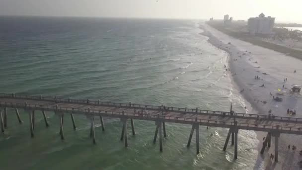 Turyści Molo Zatoce Pensacola Beach Florydzie Usa Antena — Wideo stockowe