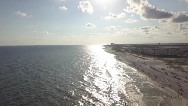 Salida Del Sol Las Playas Gulf Shores Alabama Disparo Aéreo — Vídeos de Stock