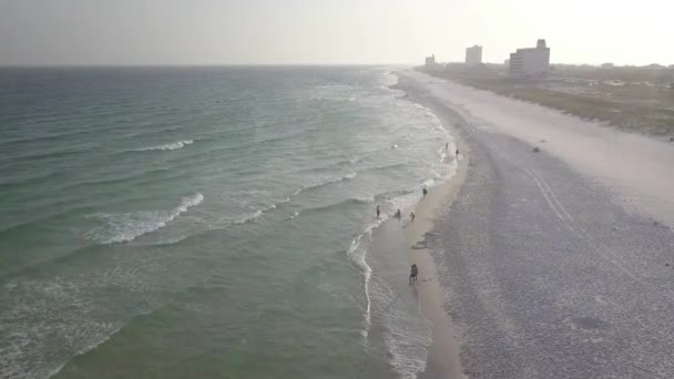 Persone Che Camminano Lungo Spiaggia Pensacola Florida Stati Uniti Antenna — Video Stock