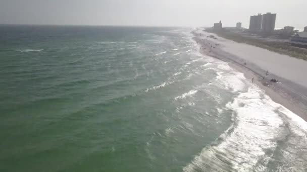 Ocean Waves Sandy Beach Vid Pensacola Florida Usa Flygdrönare Skott — Stockvideo