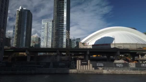Ampla Foto Tráfego Movimentado Construção Pela Gardiner Expressway Toronto — Vídeo de Stock