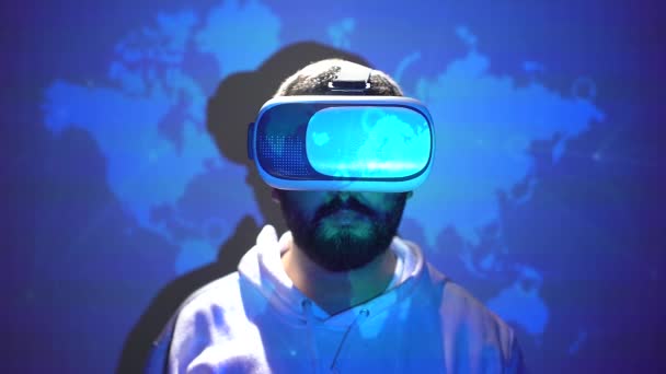 Concepto Tour Virtual Con Gafas Persona Que Usa Gafas Con — Vídeo de stock