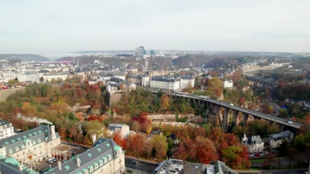 Високий Широкий Кут Огляду Центру Міста Люксембург — стокове відео