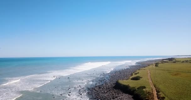 Aerea Sulla Costa Rurale Capo Egmont Una Giornata Sole Taranaki — Video Stock