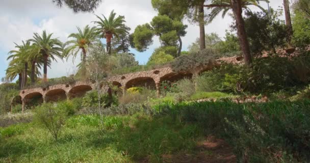 Parc Guell Barcelone Espagne Jardin Architecture Antoni Gaudi Unesco Catalunya — Video