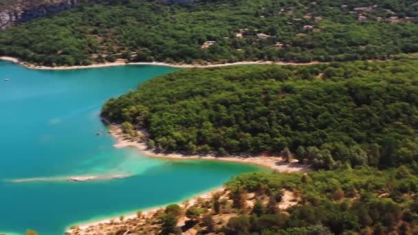 Vista Aérea Que Revela Las Gargantas Del Verdon Agua Barcos — Vídeo de stock