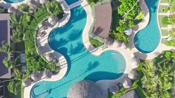 Colpo Testa Piscina Blu Unica Resort Lusso Caraibi — Video Stock