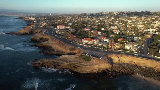 Sunset Cliffs Barrio San Diego Usa Vista Aérea Costa Escénica — Vídeo de stock