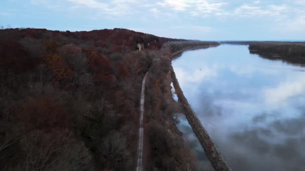 Drone Shot Lado Rio Missouri Weldon Spring Lewis Clark Hiking — Vídeo de Stock