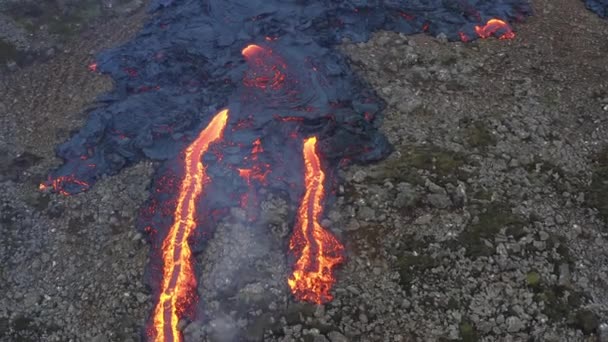 Lava Rivier Twee Vertakkingen — Stockvideo