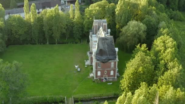 Castillo Renacentista Francés Dron Aéreo Tiro Valle Del Loira — Vídeos de Stock