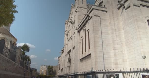 Colpo Basso Della Basilica Sacr Coeur Sacro Cuore Montmartre Parigi — Video Stock