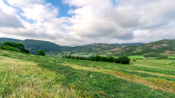 Décalage Horaire Nuages Glissant Sur Vaste Paysage Verdoyant Campagne — Video