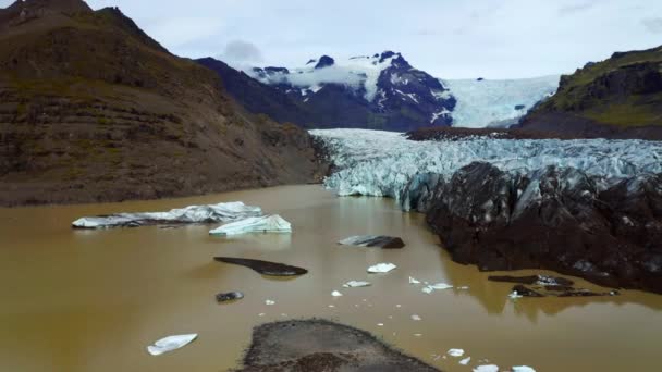 Panoramisch Uitzicht Svnafellsjkull Gletsjer Ijsland Luchtfoto Drone — Stockvideo