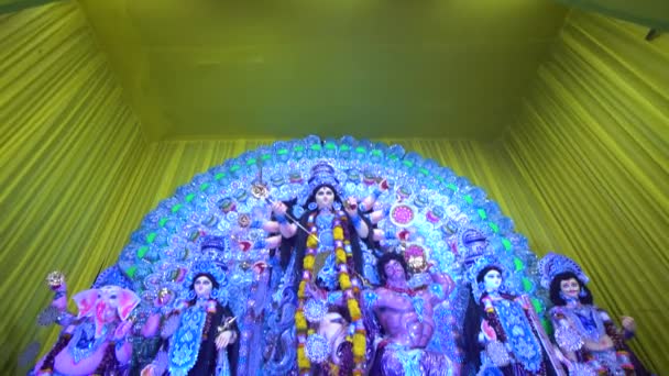 Festival Más Grande Bengala Occidental Durga Puja Con Ídolo Durga — Vídeo de stock