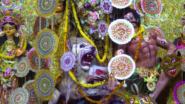 西孟加拉邦最大的节日是以杜尔加 塔库尔为偶像的杜尔加 普亚节 西孟加拉邦的Durgapujo闻名世界 它在印度教徒中特别流行 — 图库视频影像