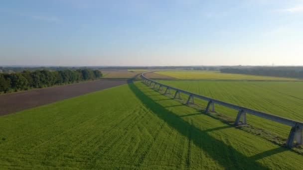 Aerial View Transfast Test Track Lush Green Field Lathen Німеччина — стокове відео