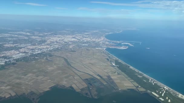 Flygfoto Över Valencia Stad Spanien Solig Hösteftermiddag — Stockvideo