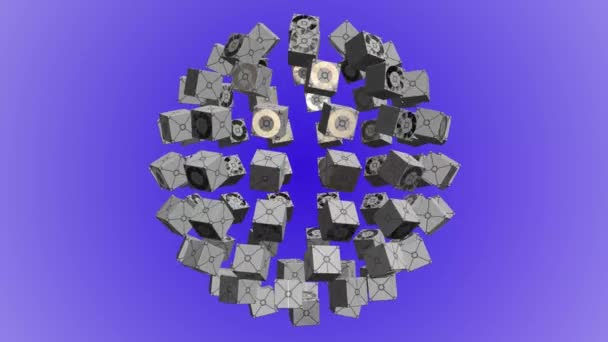 旋转设计器3D金属立方体背景圈 — 图库视频影像