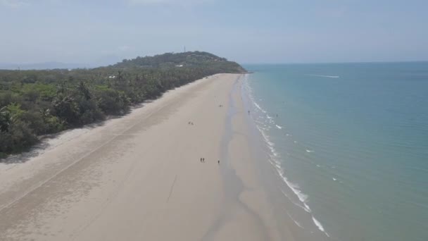 Turisti Che Camminano Lungo Spiaggia Sabbiosa Quattro Miglia Port Douglas — Video Stock