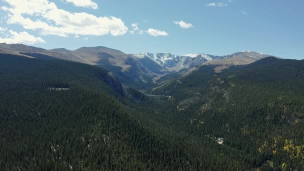 环绕着高山的美丽高山湖上的空中景观 — 图库视频影像