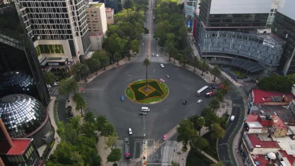 Palma Rondellen Mexico City Flygbilder Med Drönare Paseo Reforma Gata — Stockvideo