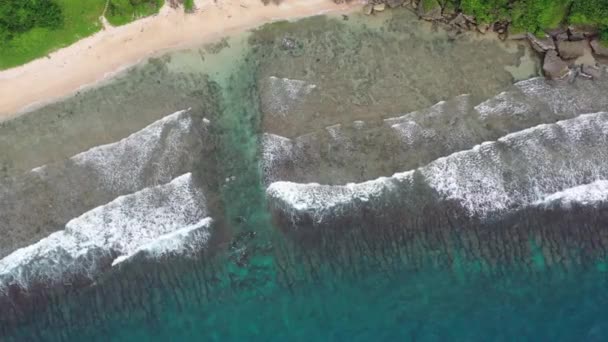 Spectaculaire Top View Luchtfoto Vastleggen Van Prachtige Turquoise Zeewater Met — Stockvideo