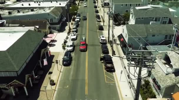 Drone Shot Traveling Street Stone Harbor New Jersey — Stock Video
