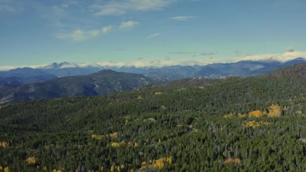 Letecký Pohled Podzimní Les Měnícími Žlutými Osikami Hor — Stock video