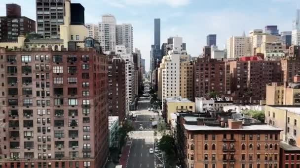 Вид Повітря Каньйони Манхеттен Нью Йорк Під Час Їзди Трамваї — стокове відео