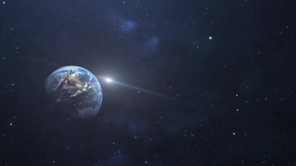 Uzayda Parlak Yıldızlarla Süslenmiş Bir Dünya — Stok video