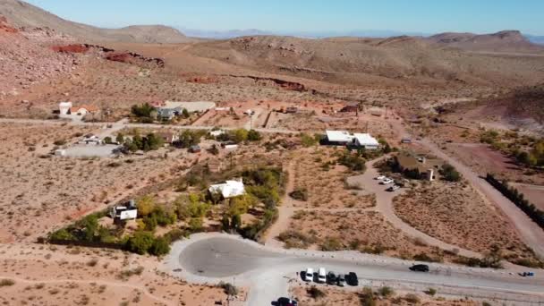 Casas Drones Carros Deserto Nevada — Vídeo de Stock