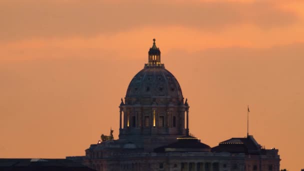 Dramatic Evening Timelapse Minnesota State Capitol Saint Paul Dusk Falls — Stock Video