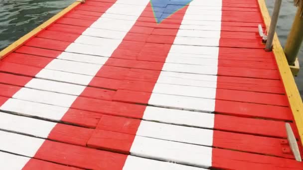 Pontoon Painted Flag Puerto Rico National Flag Flaps Wind Tilt — Stock Video