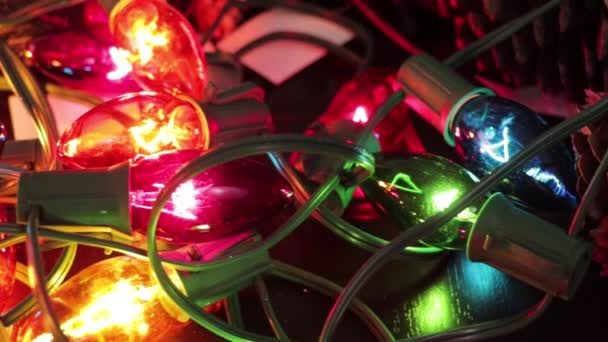 Kristallene Weihnachtsbeleuchtung Vielen Farben Schwenken — Stockvideo