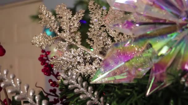 Christmas Tree Tip Xmas Decorations Panning — Stock Video