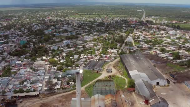 Aerial Flyback Porvenir Sugar Mill San Pedro Macoris Republice Dominikańskiej — Wideo stockowe