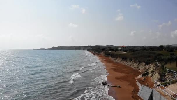 Vista Aérea Playa Megas Lakkos Isla Cefalonia Grecia Tiro Con — Vídeo de stock