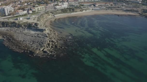 Transparant Mooi Water Uit Lucht Cascais — Stockvideo