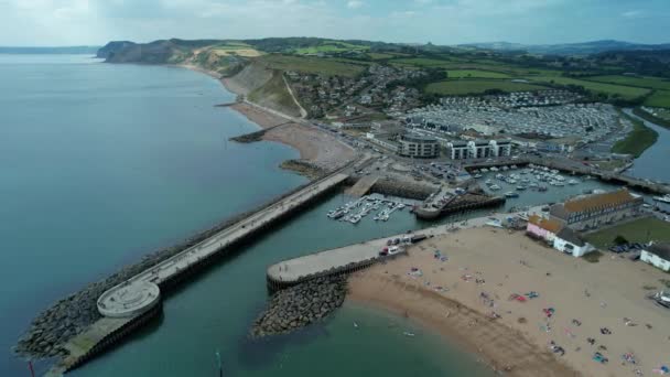 Lodě Přístavu Bridport Dorsetu Anglie Letecký — Stock video