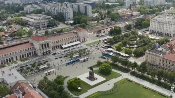 Zagreb Tarihi Şehir Merkezi Havadan Görünümü Hırvatistan Başkentinin Ünlü Simgeleri — Stok video