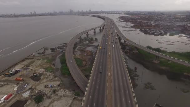 Schuss Des Dritten Mainland Brgde Lagos State Nigeria — Stockvideo