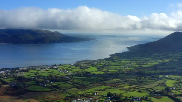 Carlingford Lough Louth Irland Oktober 2021 Drohne Drängt Nach Westen — Stockvideo