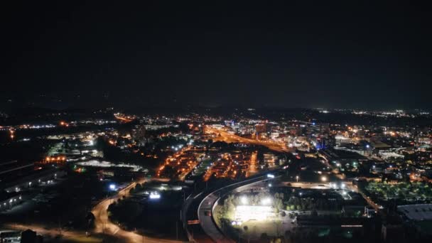 Highway Downtown Chattanooga Aerial Hyperlapse Night — стоковое видео